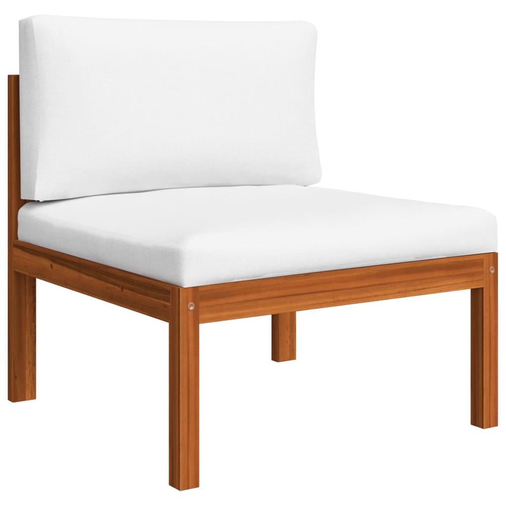 6-Tlg. Garten-Lounge-Set Mit Kissen Cremefarbenes Holz Akazie & Seil