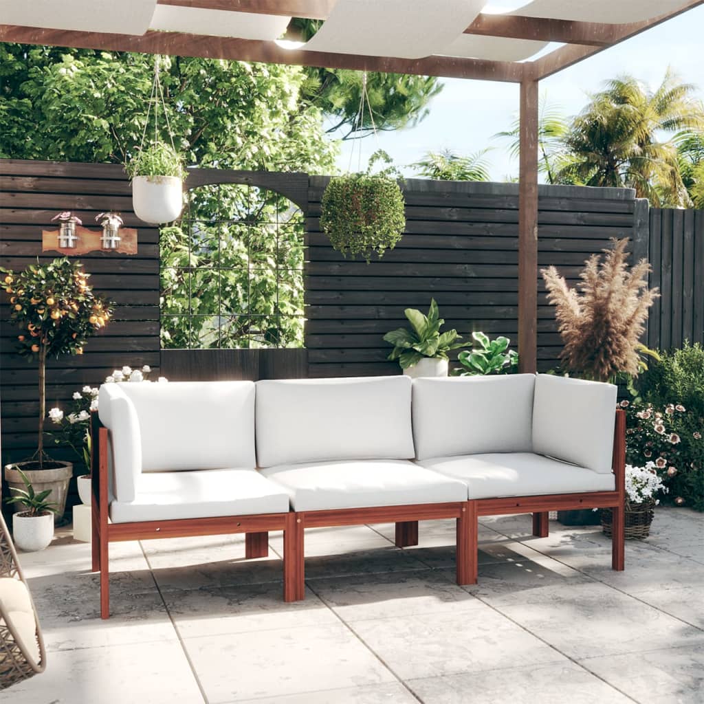 6-Tlg. Garten-Lounge-Set Mit Kissen Cremefarbenes Holz Akazie & Seil