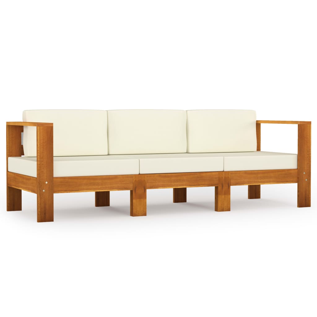 -Gartensofa Mit Weißen Auflagen Massivholz Akazie