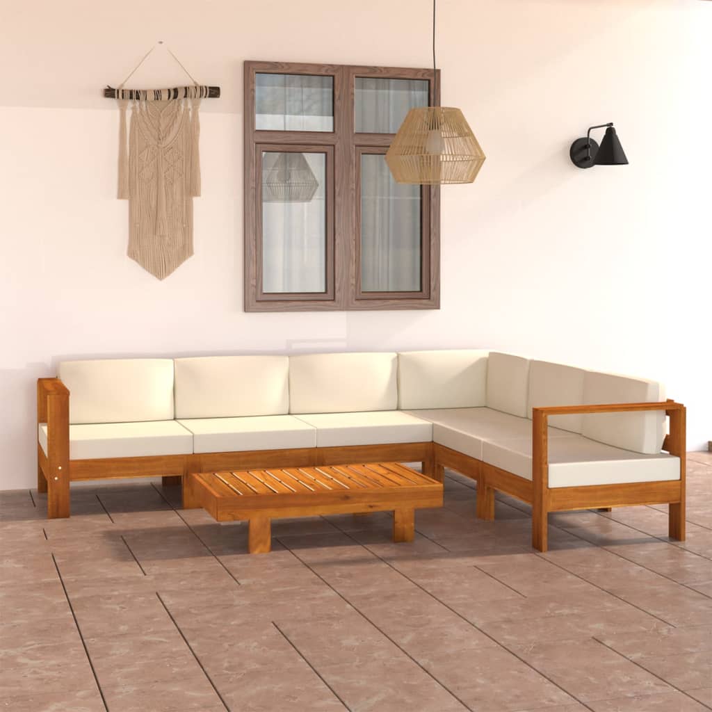 -Gartensofa Mit Weißen Auflagen Massivholz Akazie