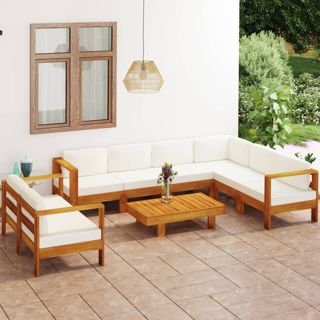 -Gartensofa Mit Weißen Auflagen Massivholz Akazie