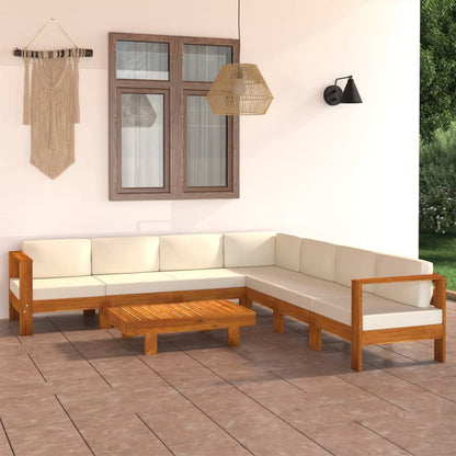 -Gartensofa Mit Weißen Auflagen Massivholz Akazie