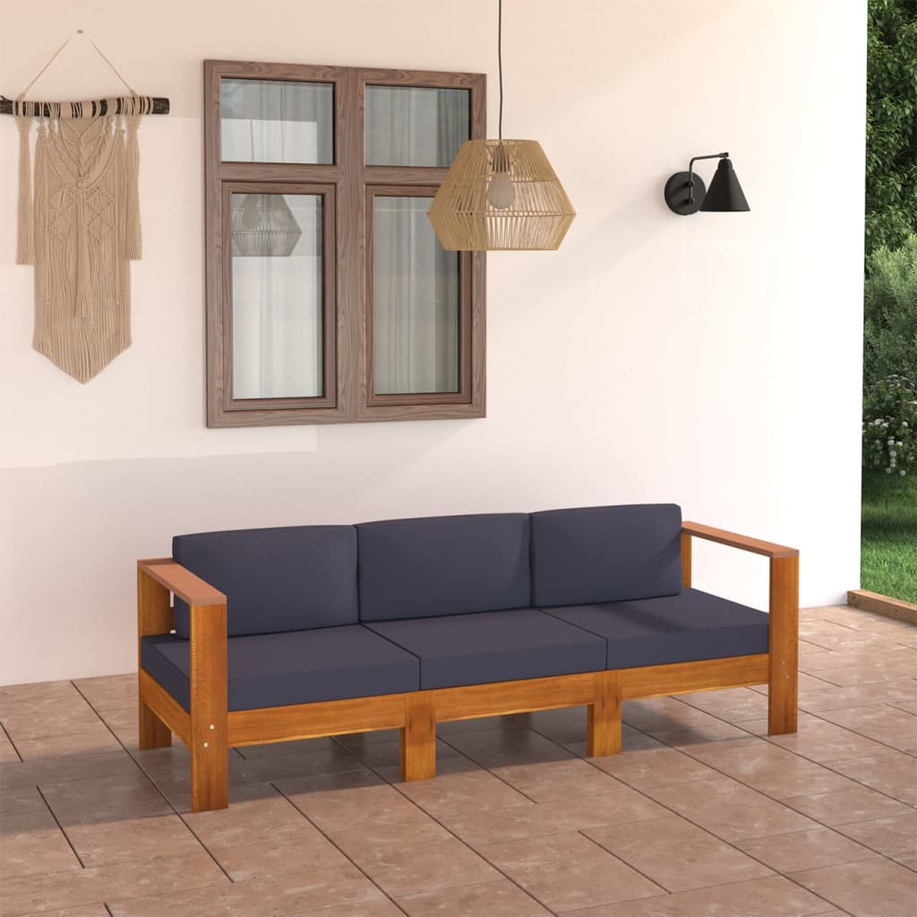 -Gartensofa Mit Weißen Auflagen Massivholz Akazie