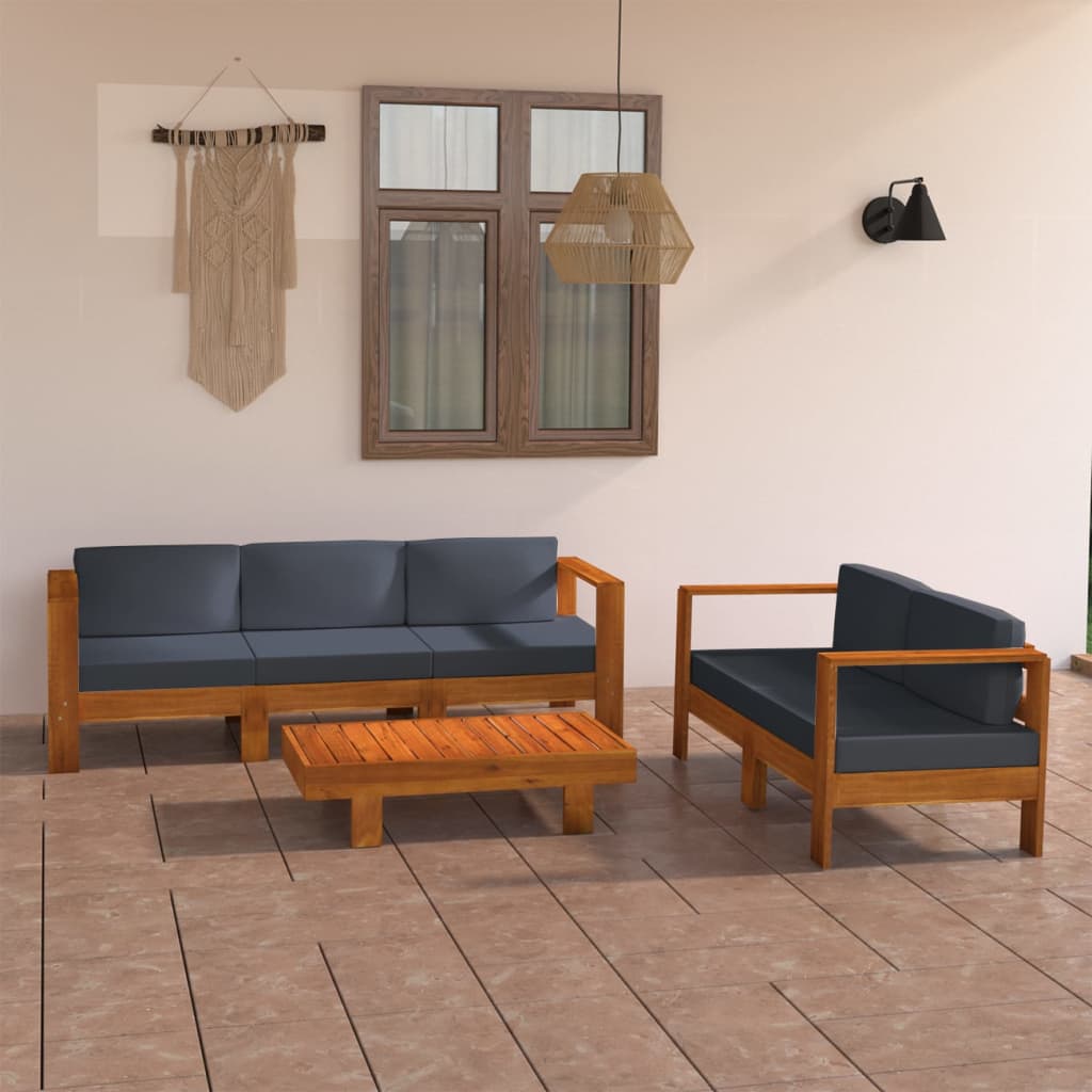 -Gartensofa Mit Weißen Auflagen Massivholz Akazie