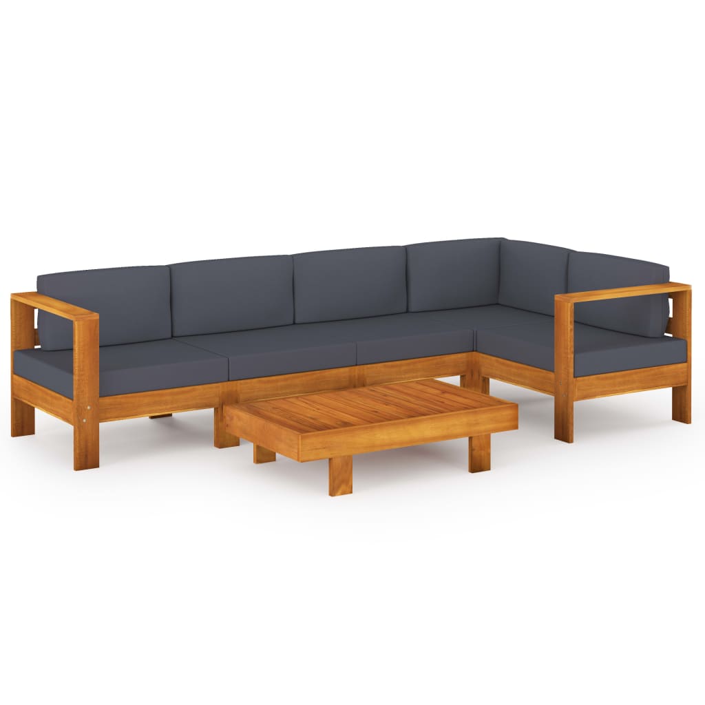 6-Tlg. Garten-Lounge-Set Mit En Auflagen Akazienholz