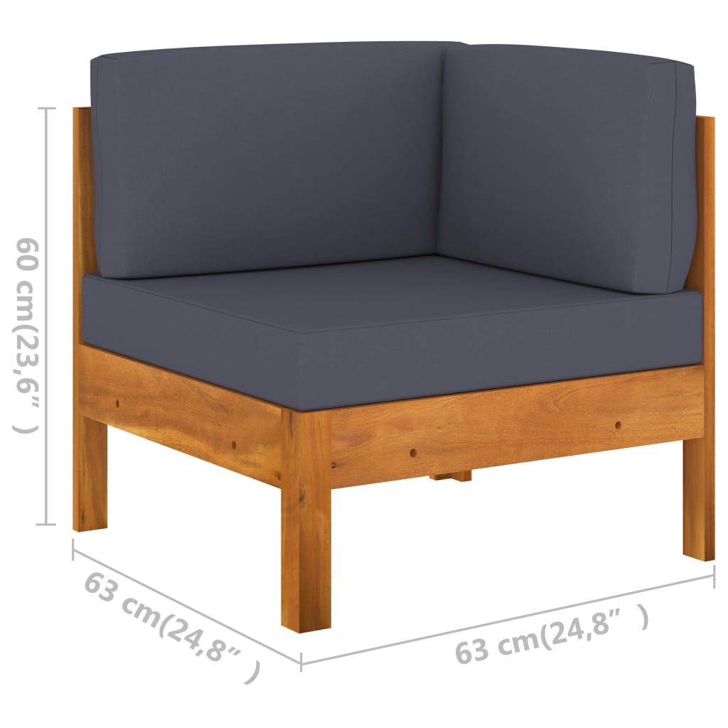 6-Tlg. Garten-Lounge-Set Mit En Auflagen Akazienholz