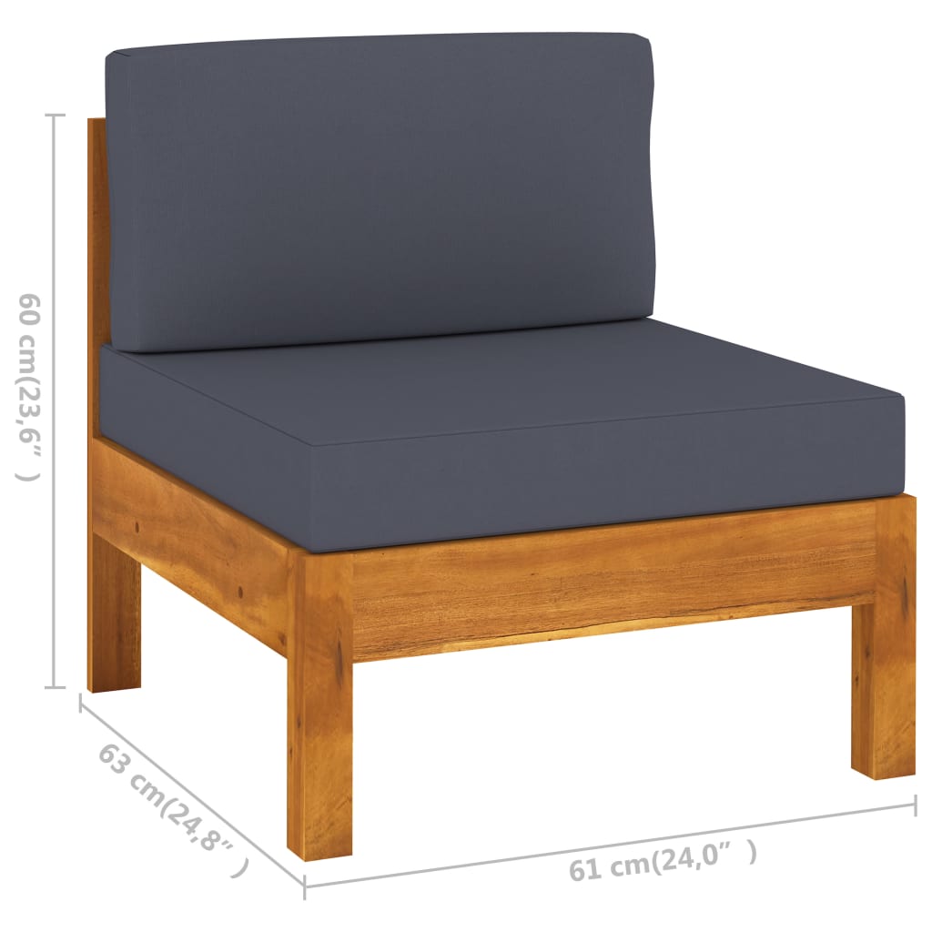 6-Tlg. Garten-Lounge-Set Mit En Auflagen Akazienholz