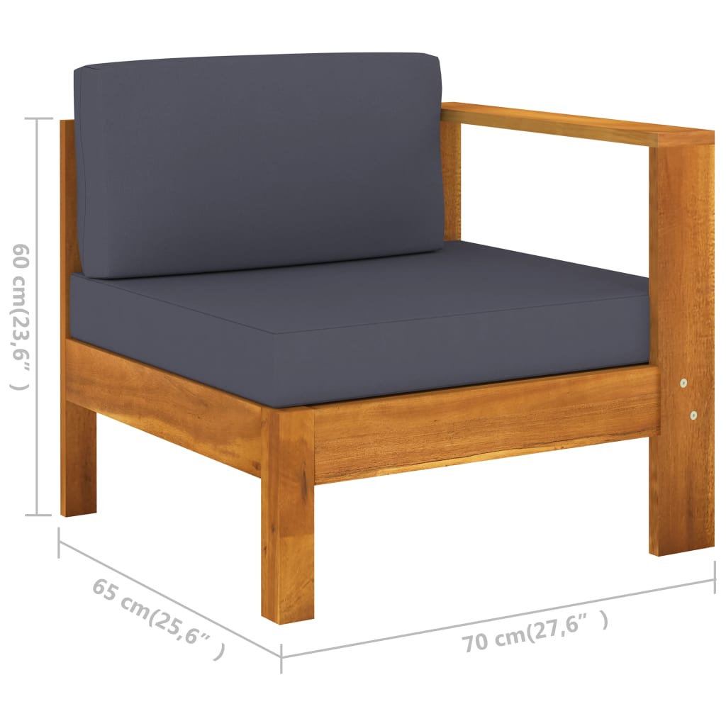 6-Tlg. Garten-Lounge-Set Mit En Auflagen Akazienholz