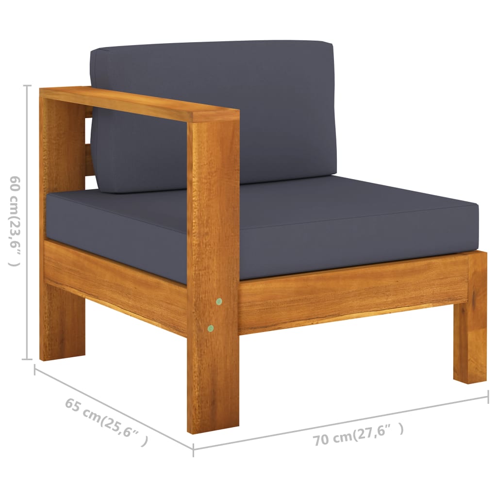 6-Tlg. Garten-Lounge-Set Mit En Auflagen Akazienholz