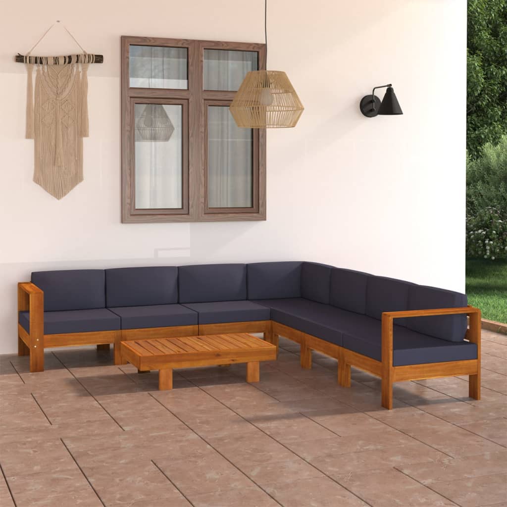 -Gartensofa Mit Weißen Auflagen Massivholz Akazie