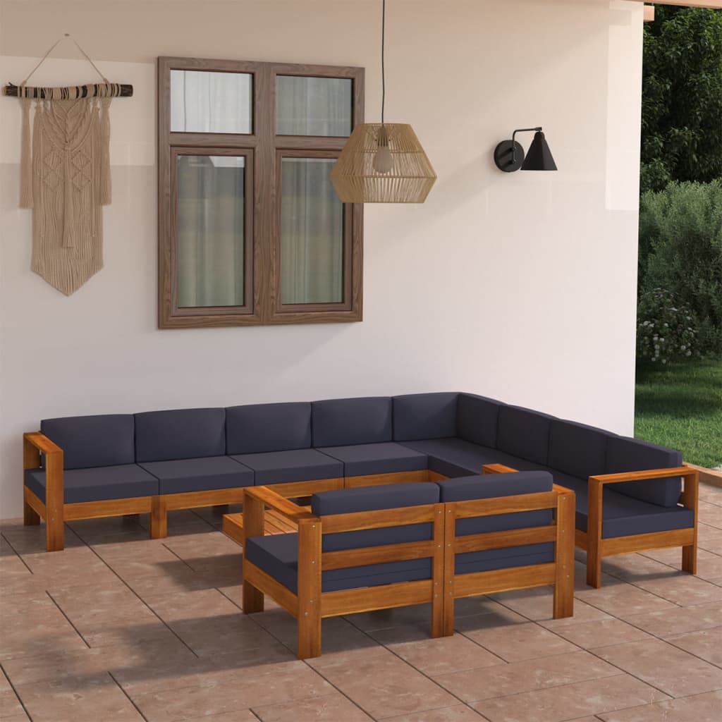 -Gartensofa Mit Weißen Auflagen Massivholz Akazie