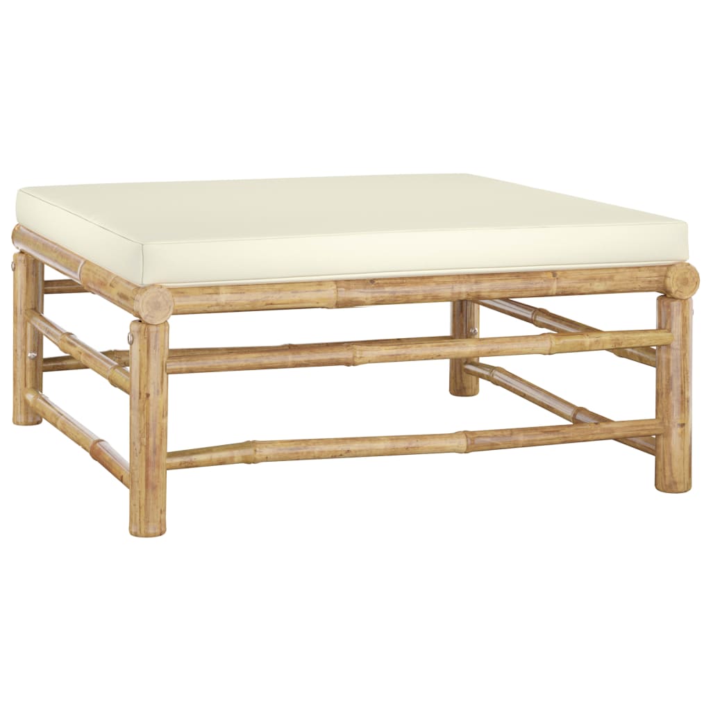 6-Tlg. Garten-Lounge-Set Mit Weißen Kissen Bambus