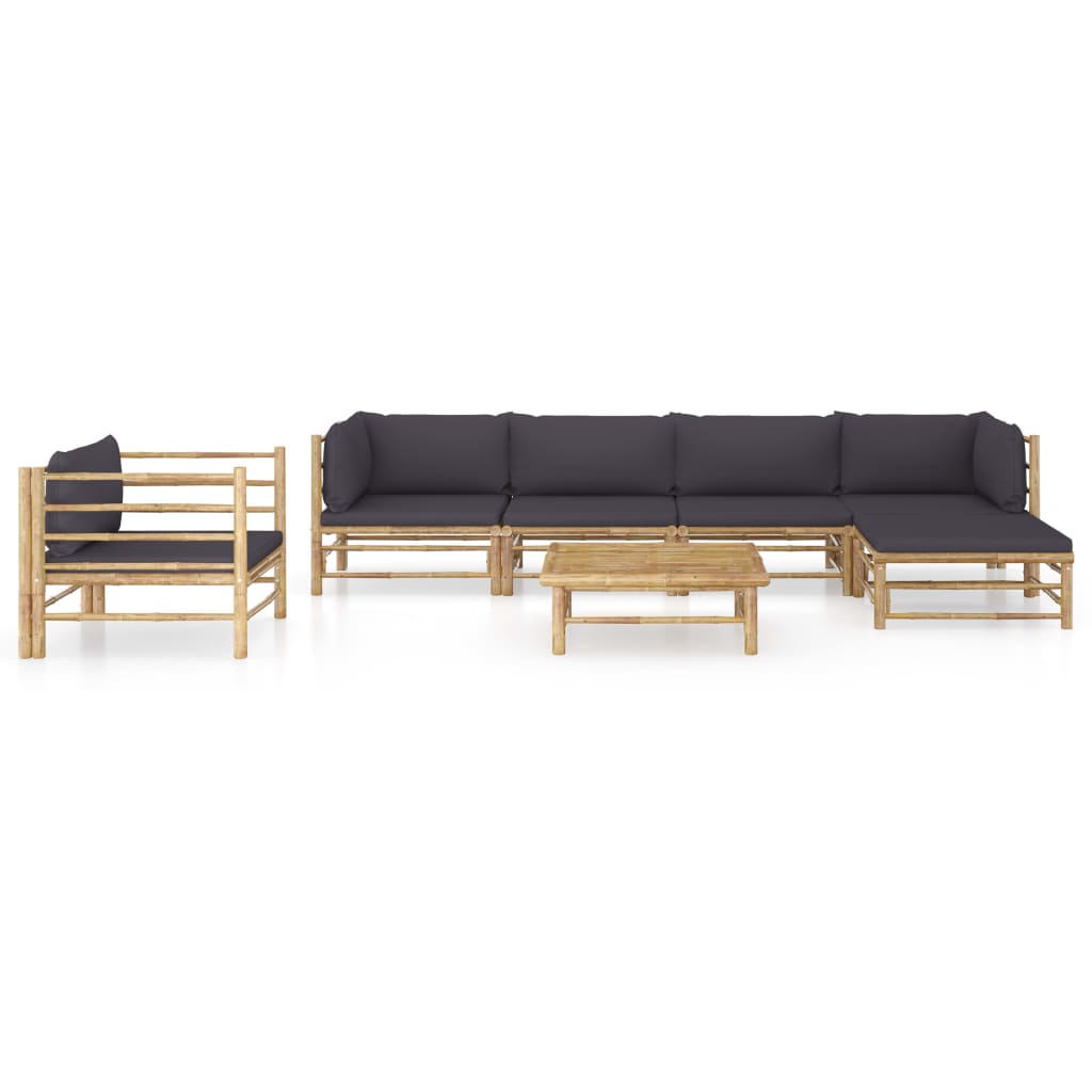 7-Tlg. Garten-Lounge-Set Mit En Kissen Bambus