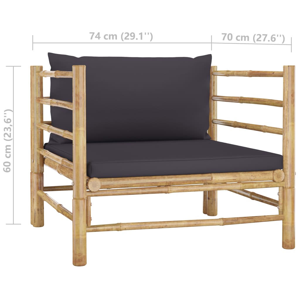7-Tlg. Garten-Lounge-Set Mit En Kissen Bambus
