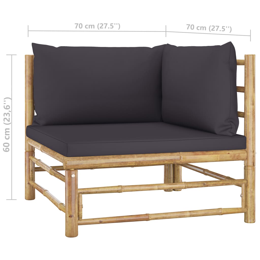 7-Tlg. Garten-Lounge-Set Mit En Kissen Bambus