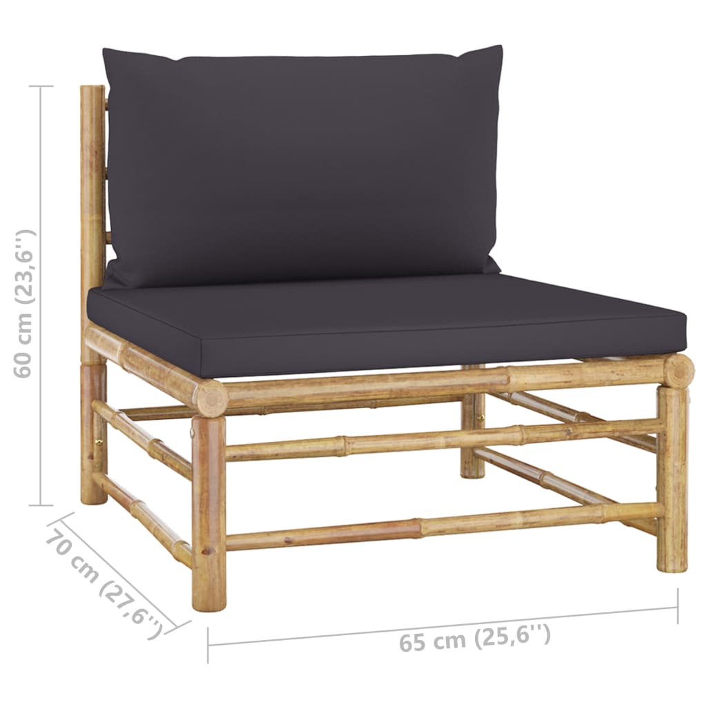 7-Tlg. Garten-Lounge-Set Mit En Kissen Bambus
