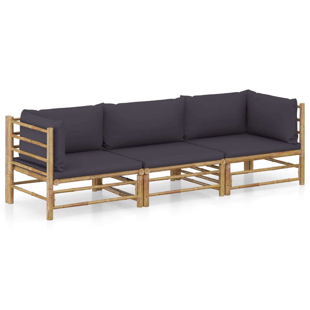 6-Tlg. Garten-Lounge-Set Mit Weißen Kissen Bambus