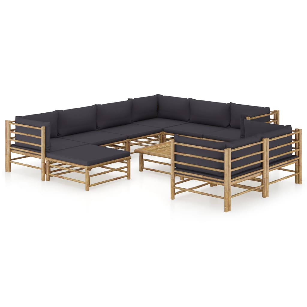 6-Tlg. Garten-Lounge-Set Mit Weißen Kissen Bambus