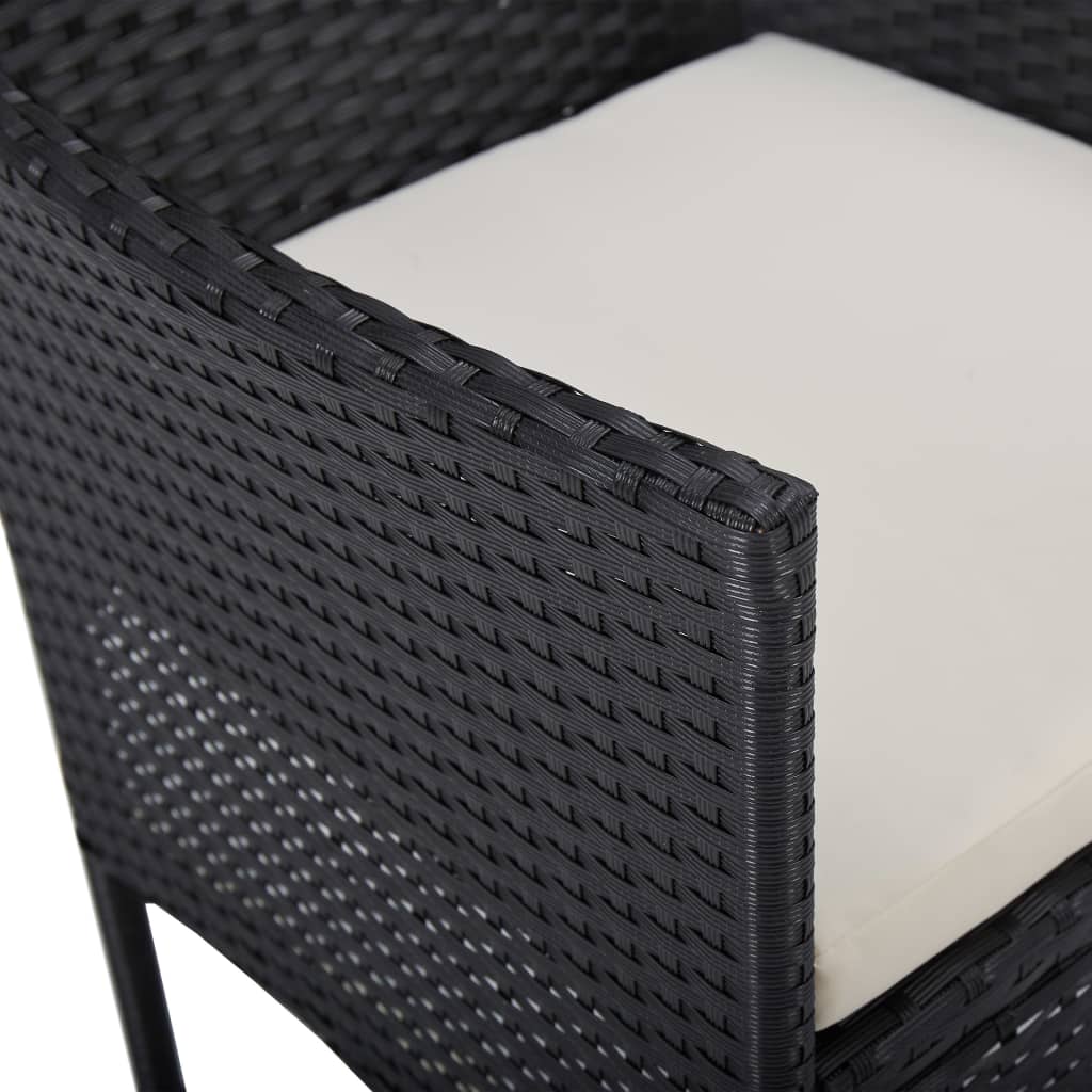 3-Tlg. Garten-Essgruppe Poly Rattan Und Glas