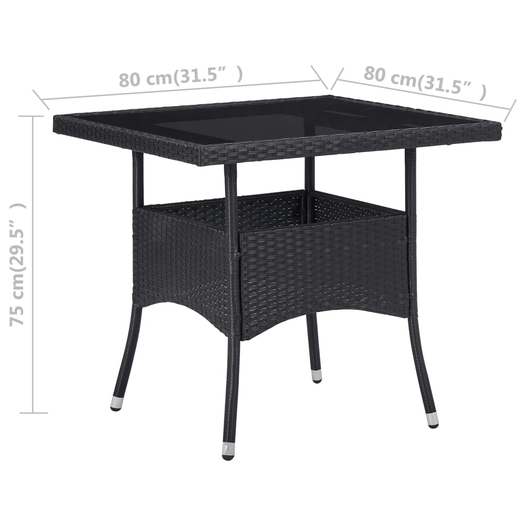 3-Tlg. Garten-Essgruppe Poly Rattan Und Glas