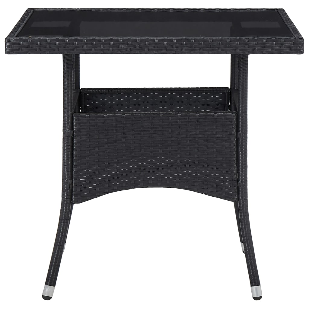3-Tlg. Garten-Essgruppe Poly Rattan Und Glas