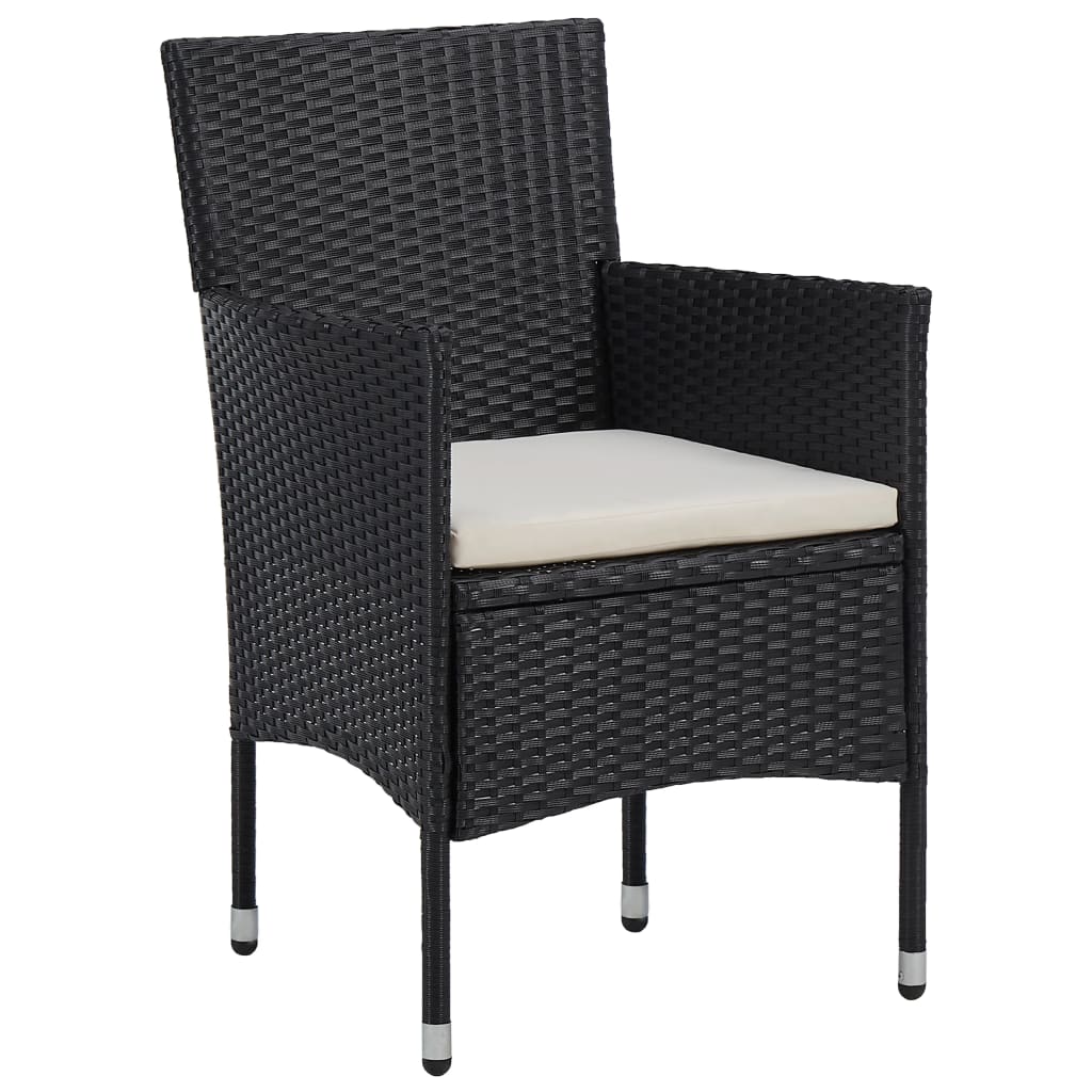 3-Tlg. Garten-Essgruppe Poly Rattan Und Glas