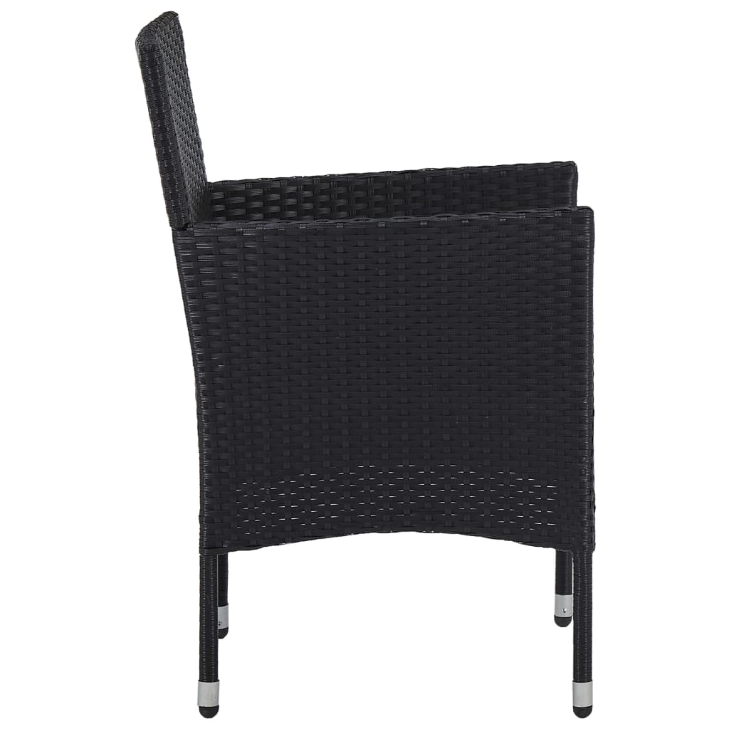 3-Tlg. Garten-Essgruppe Poly Rattan Und Glas