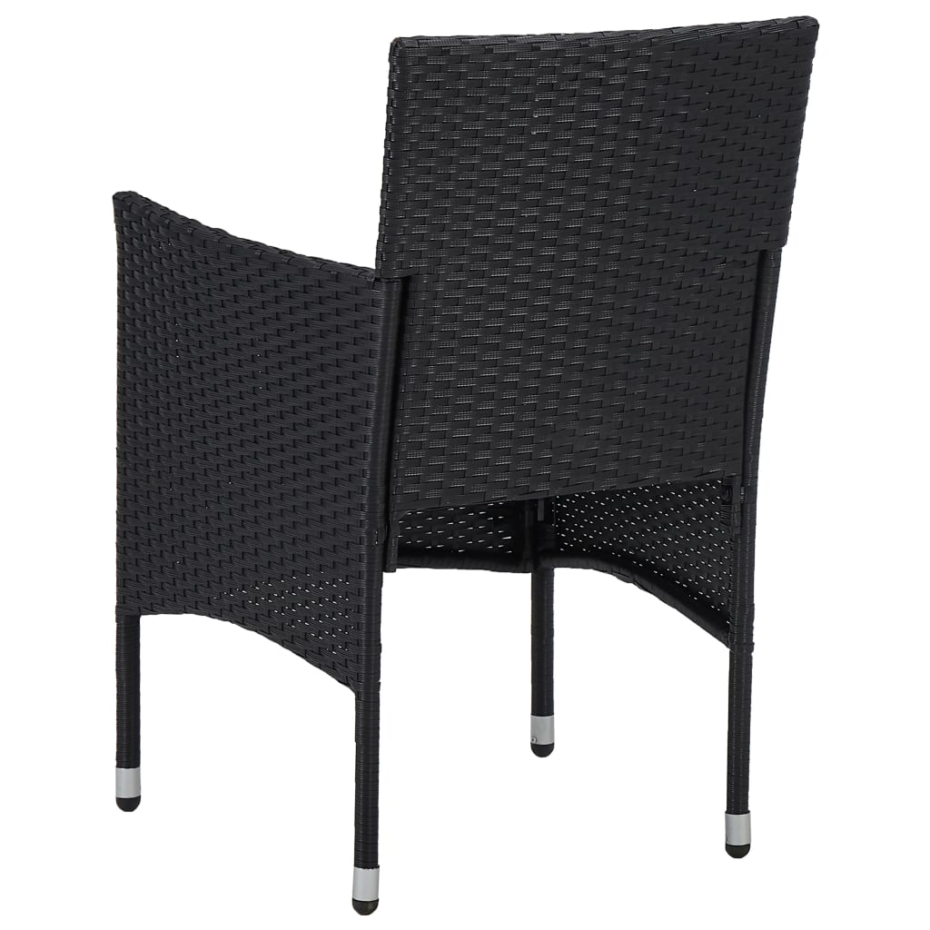 3-Tlg. Garten-Essgruppe Poly Rattan Und Glas