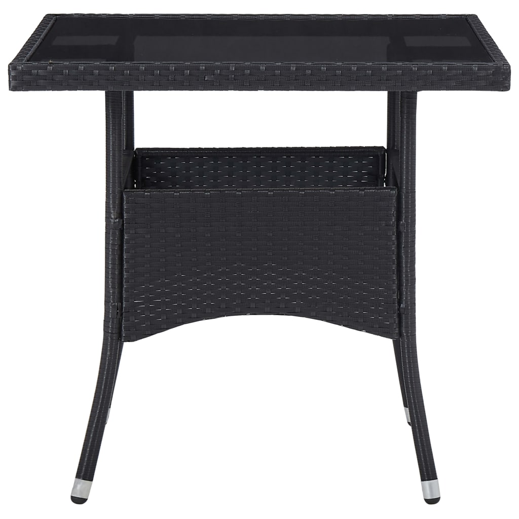 3-Tlg. Garten-Essgruppe Poly Rattan Und Akazienholz