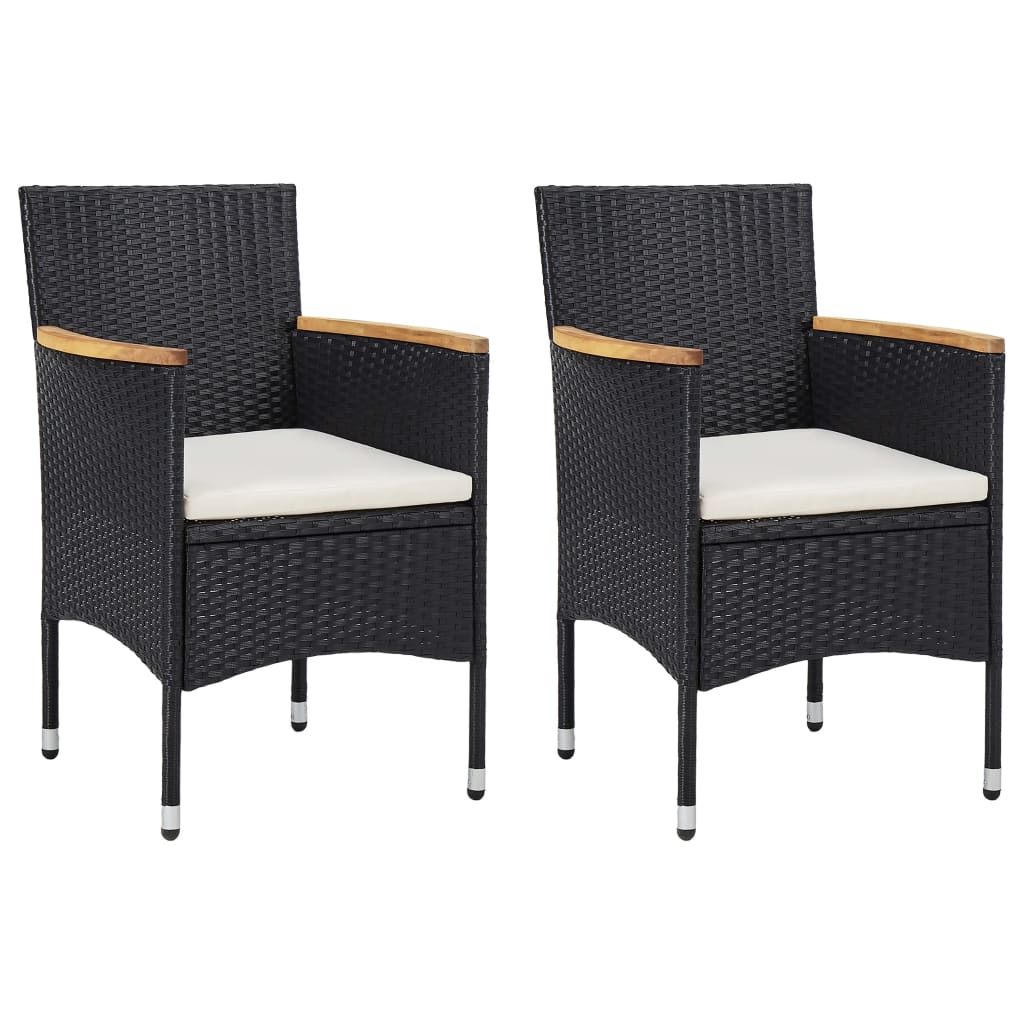 3-Tlg. Garten-Essgruppe Poly Rattan Und Akazienholz