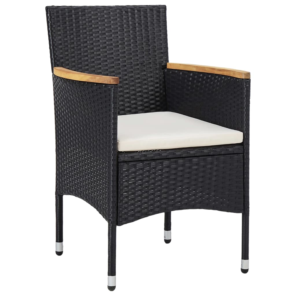 3-Tlg. Garten-Essgruppe Poly Rattan Und Akazienholz