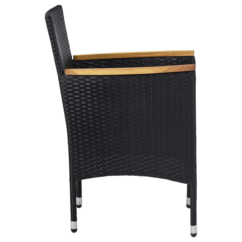 3-Tlg. Garten-Essgruppe Poly Rattan Und Akazienholz