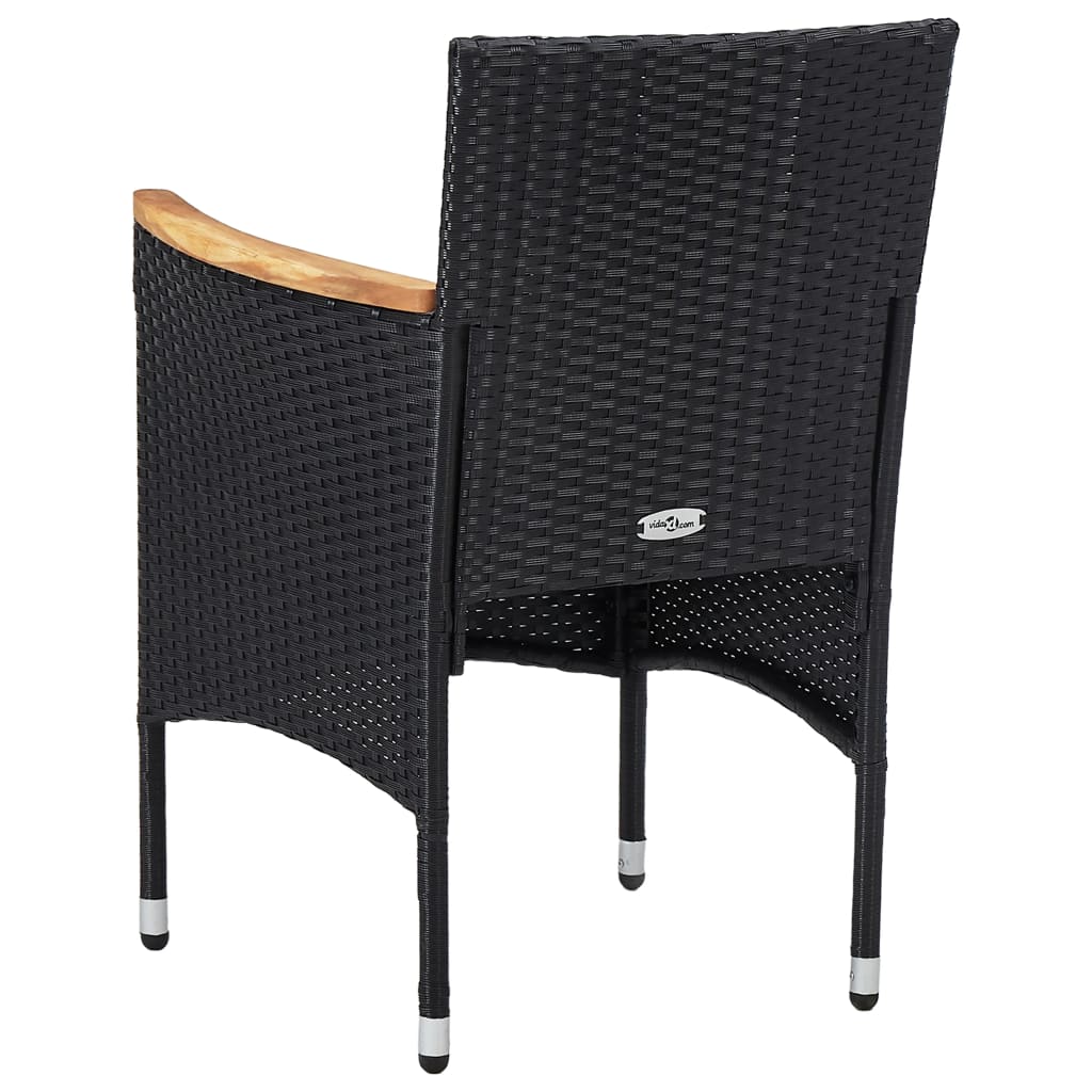 3-Tlg. Garten-Essgruppe Poly Rattan Und Akazienholz