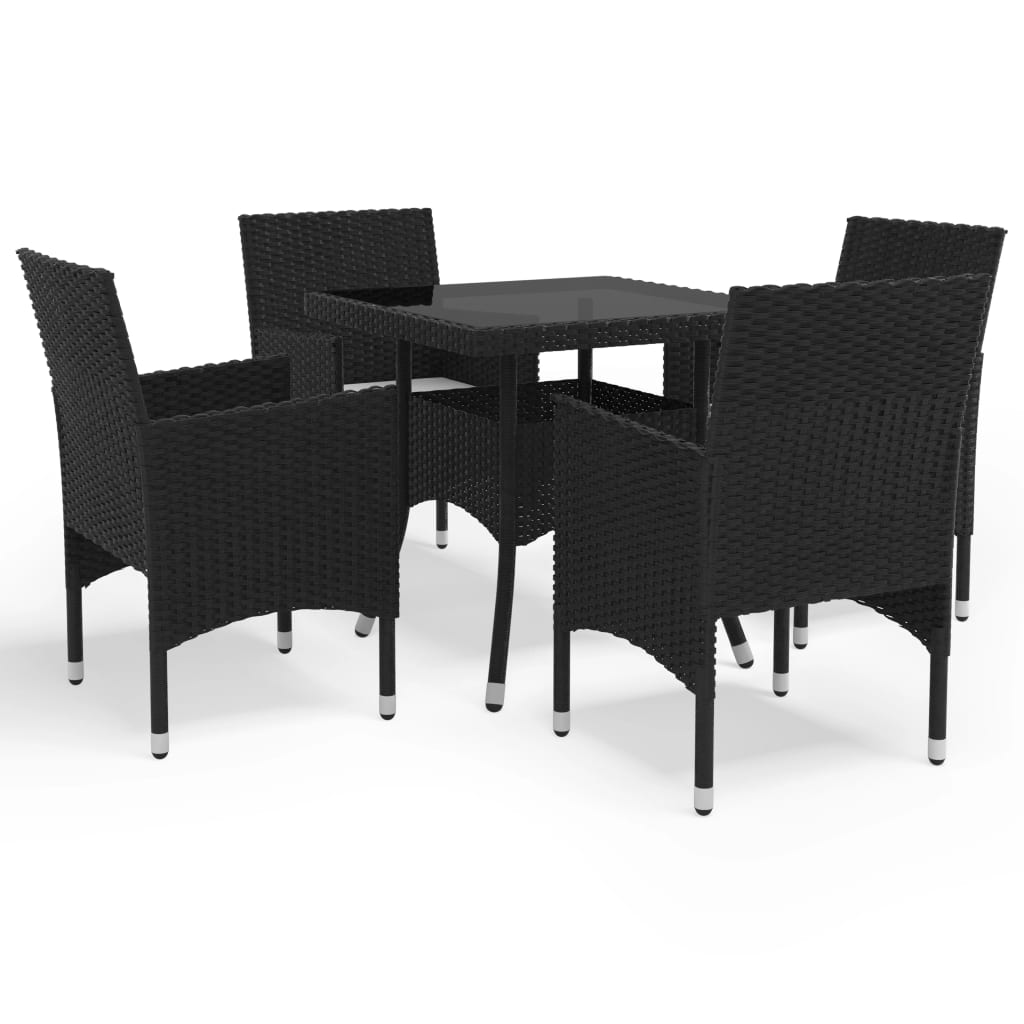 3-Tlg. Garten-Essgruppe Poly Rattan Und Glas