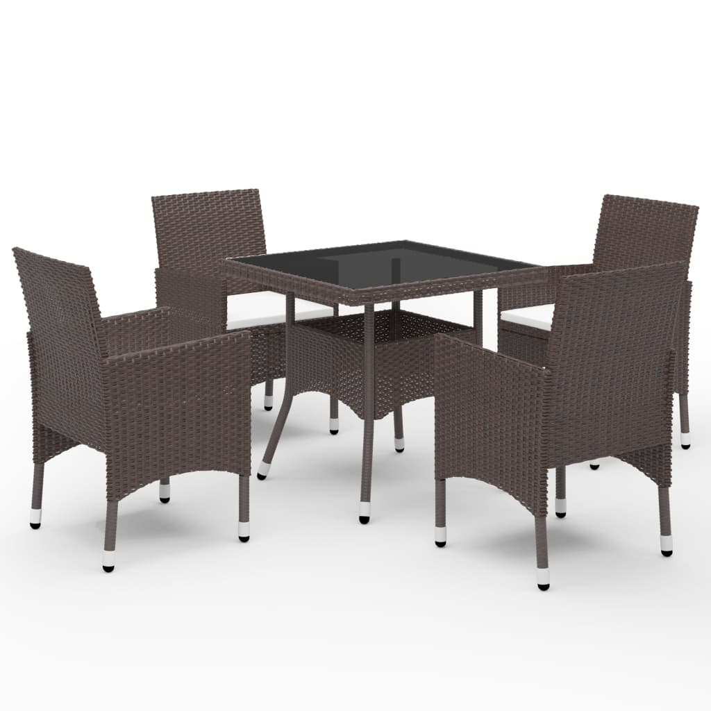 3-Tlg. Garten-Essgruppe Poly Rattan Und Glas