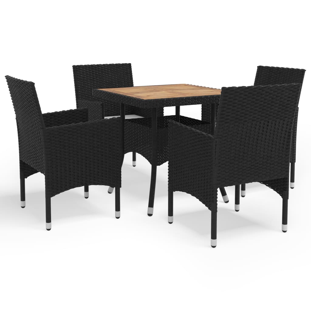 3-Tlg. Garten-Essgruppe Poly Rattan Und Glas