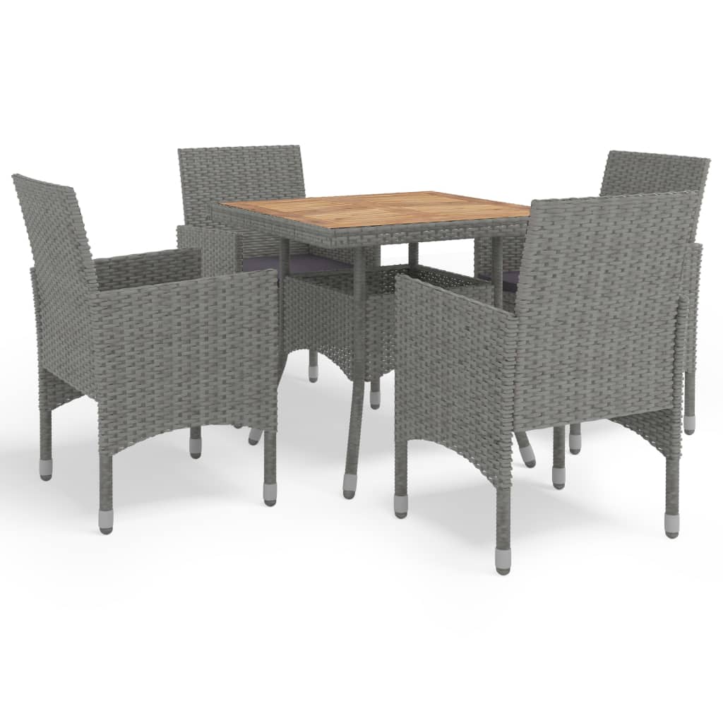 3-Tlg. Garten-Essgruppe Poly Rattan Und Glas