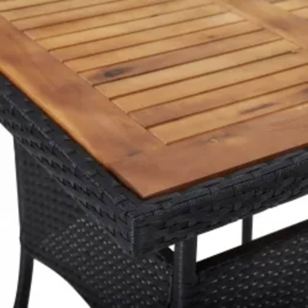 5-Tlg. Garten-Essgruppe Schwarz Poly Rattan Und Akazienholz