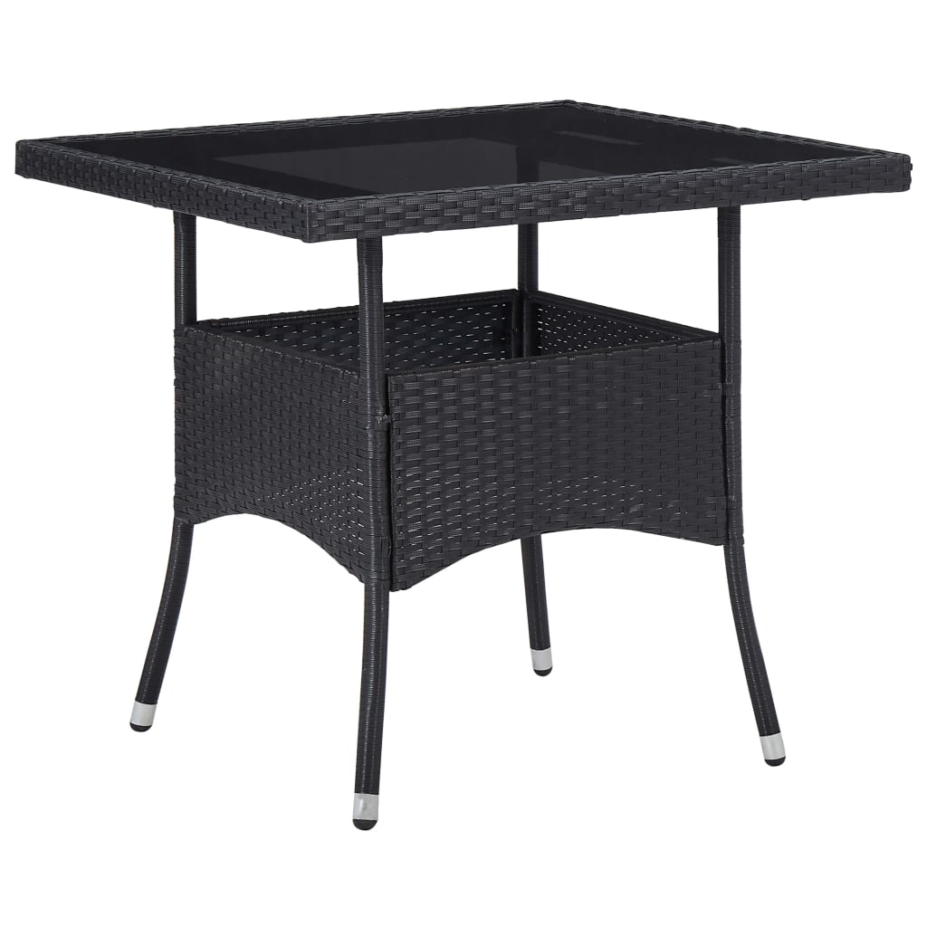 5-Tlg. Garten-Essgruppe Poly Rattan Und Hartglas