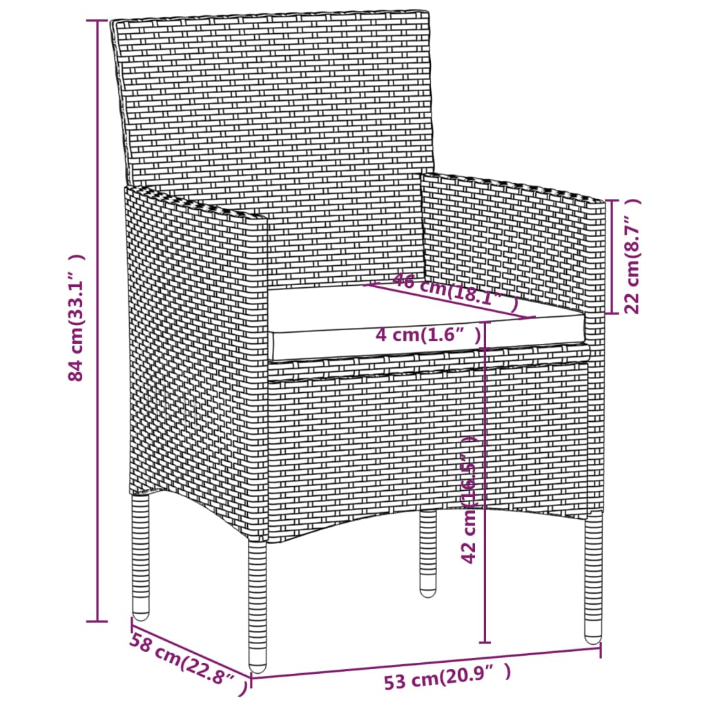 5-Tlg. Garten-Essgruppe Poly Rattan Und Hartglas