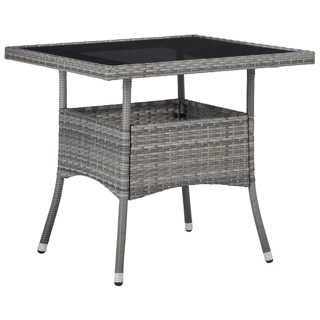 5-Tlg. Garten-Essgruppe Poly Rattan Und Hartglas Grau