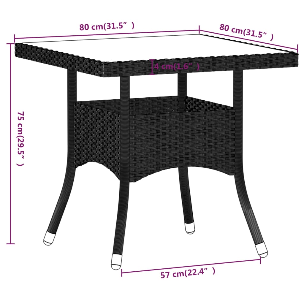 5-Tlg. Garten-Essgruppe Poly Rattan Und Hartglas Grau