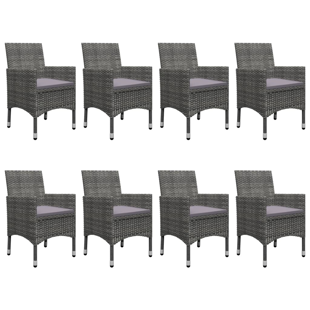 9-Tlg. Garten-Essgruppe Poly Rattan Und Glas
