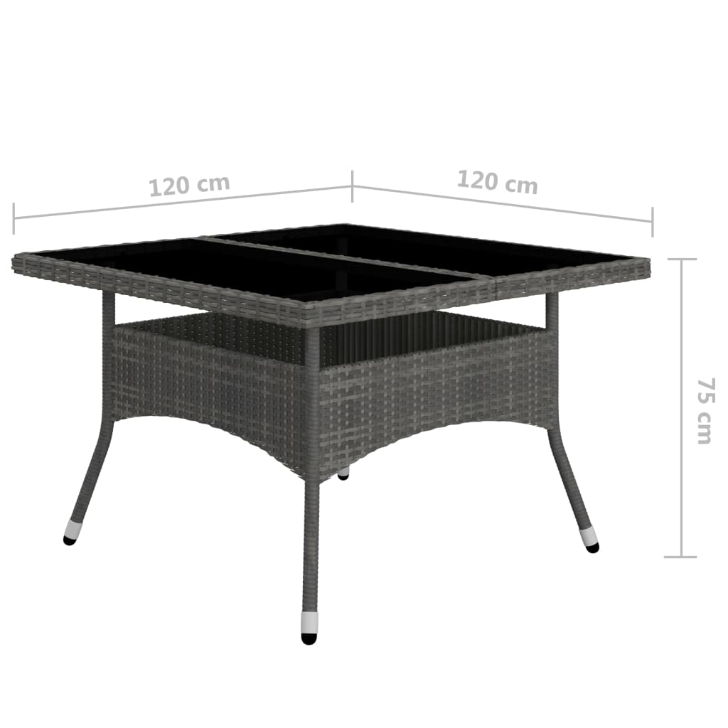 9-Tlg. Garten-Essgruppe Poly Rattan Und Glas