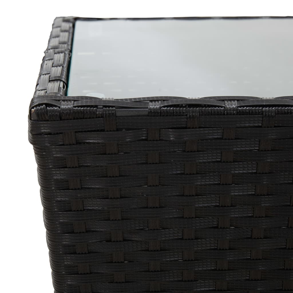 3-Tlg. Bistro-Set Poly Rattan Und Hartglas