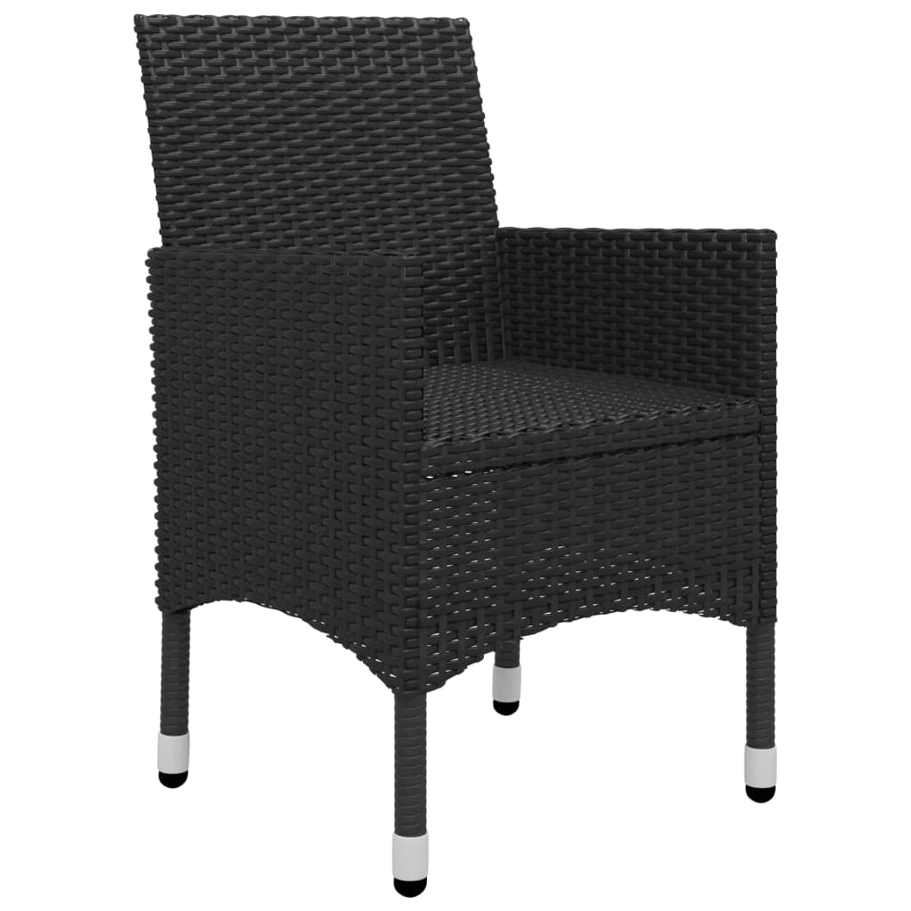 3-Tlg. Bistro-Set Poly Rattan Und Hartglas
