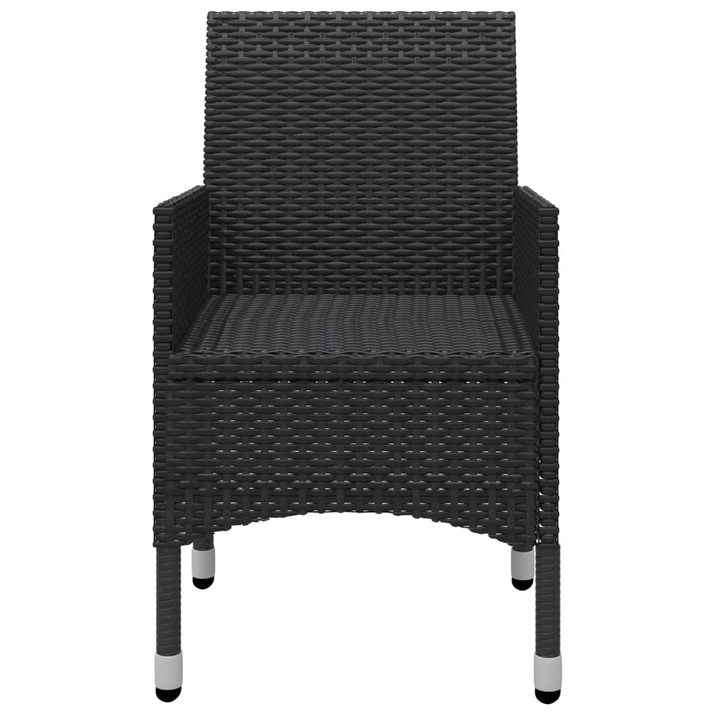 3-Tlg. Bistro-Set Poly Rattan Und Hartglas