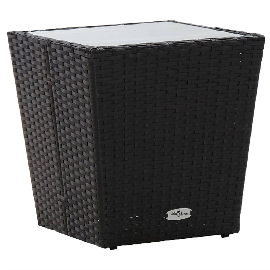 3-Tlg. Bistro-Set Poly Rattan Und Hartglas