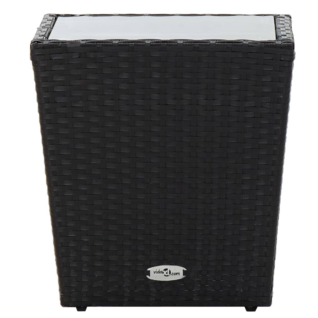 3-Tlg. Bistro-Set Poly Rattan Und Hartglas
