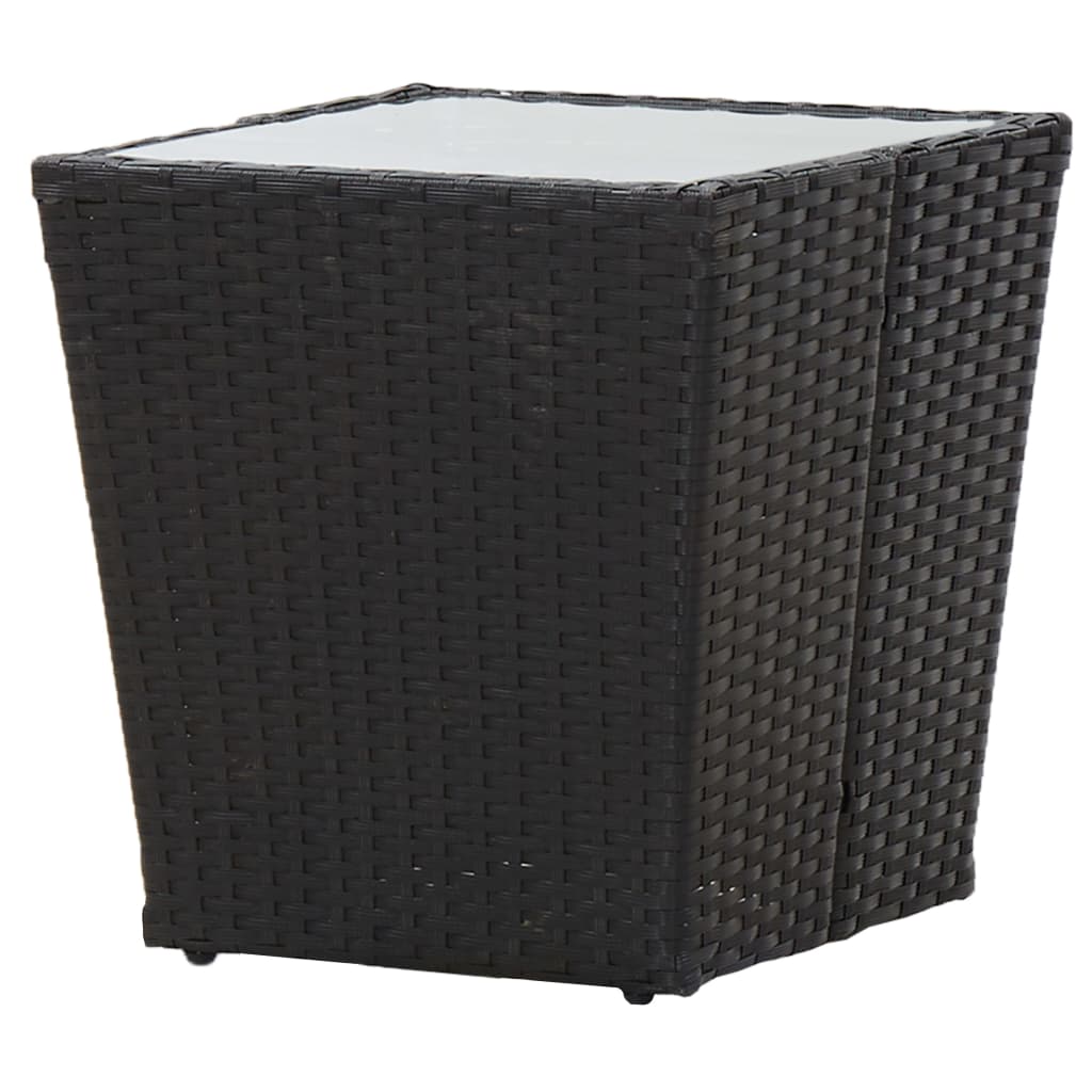 3-Tlg. Bistro-Set Poly Rattan Und Hartglas